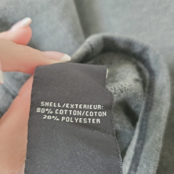 7FAMK 7 For All Mankind Women's Cropped Ruffle Shoulder Dark Gray Sweatshirt - Picture 14 of 14